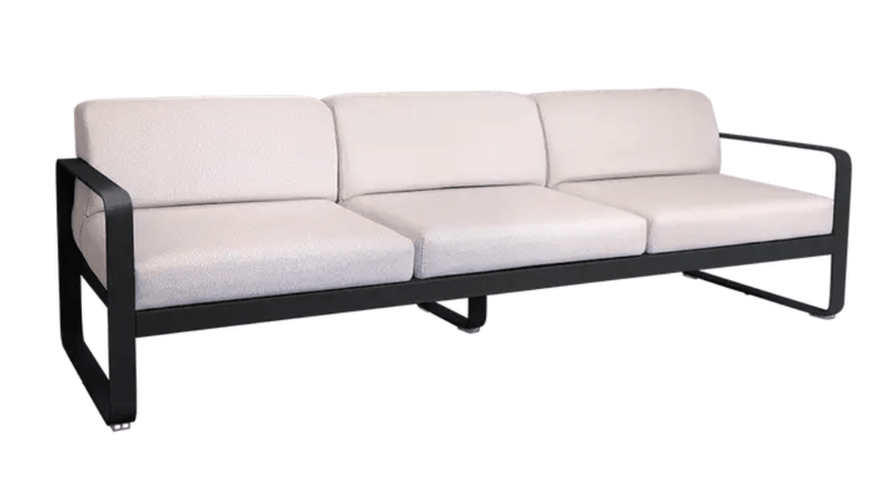 Load image into Gallery viewer, Bellevie 3-Seater Outdoor Sofa - Custom Wood DesignsBellevie 3-seater outdoor sofa by Fermob with metal frame and plush cushions, ideal for patio or garden seating.Outdoor Sofa Metal Fermob24575201194455Liquerice/Pearl
