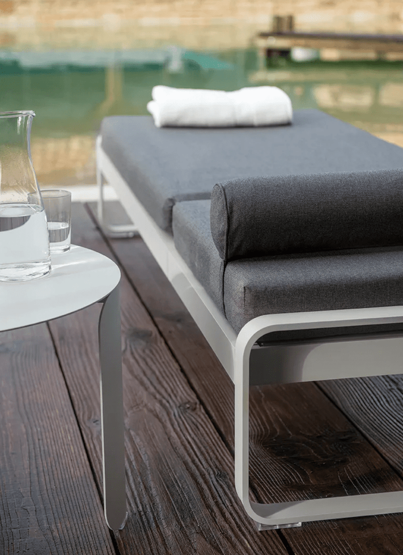 Load image into Gallery viewer, Bellevie Premium Sunlounger Headrest - Custom Wood DesignsFermob Bellevie premium sunlounger with sleek design, adjustable backrest, and durable outdoor material for relaxing in the sun.Sunlounger Cushion24575178358903Off White
