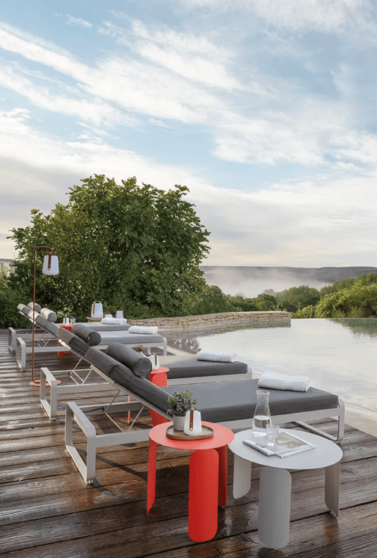 Fermob Bellevie Premium Sunlounger with adjustable backrest and woven design, perfect for outdoor relaxation.