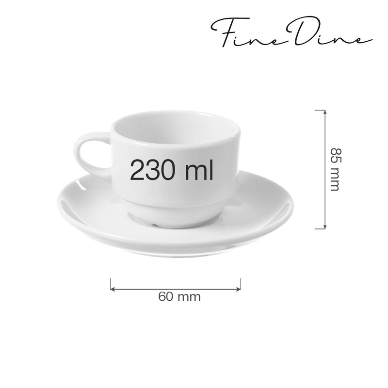 Load image into Gallery viewer, Bianco stackable cup with saucer, 230ml - Custom Wood DesignsFine Dine Bianco stackable cup with saucer, 230ml, showcasing a sleek white ceramic design with a matching saucer.stackable cup799352
