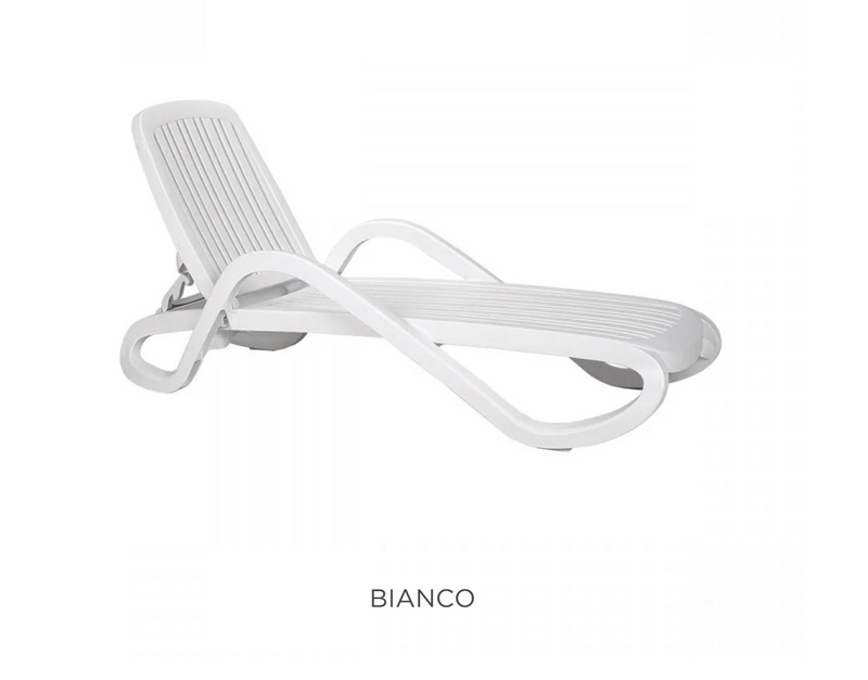 Load image into Gallery viewer, Nardi Eden stackable outdoor sun lounger with armrests and wheels, ideal for poolside with a sleek, modern design.
