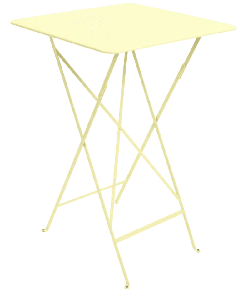 Load image into Gallery viewer, Bistro High Table 71 x 71 cm – Contract Folding Bar Table - Custom Wood DesignsFermob Bistro high table in frosted lemon yellow, 71x71 cm, foldable steel outdoor bar table with powder coating for outdoor use.Foldable High Table Ferob Outdoor7925.0Frosted Lemon
