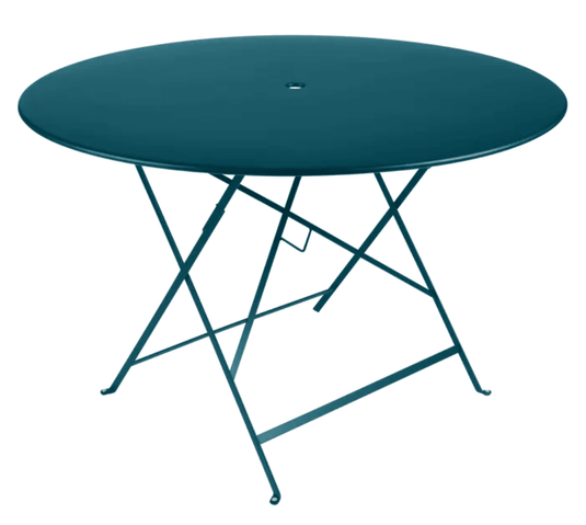 Bistro Table Ø117cm six seater - Custom Wood DesignsFermob Acapulco teal round outdoor dining table, 117cm diameter, six-seater bistro table with metal construction.Round Table Fermob7931.0Acapulco Blue