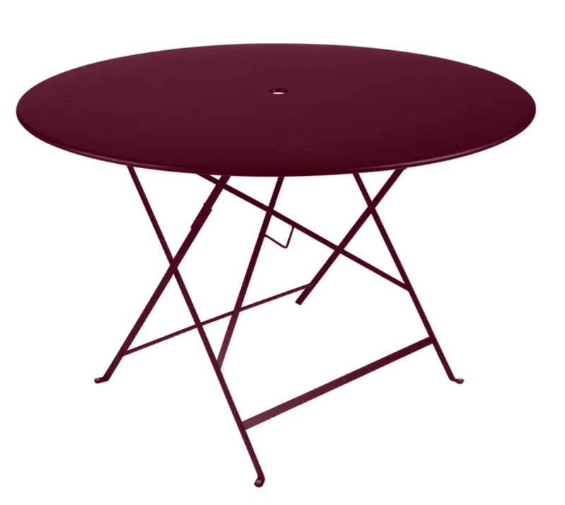 Load image into Gallery viewer, Bistro Table Ø117cm six seater - Custom Wood DesignsBlack cherry Fermob round bistro table, Ø117cm, outdoor metal dining table, six-seater for patio or garden use.Round Table Fermob7935.0Black Cherry
