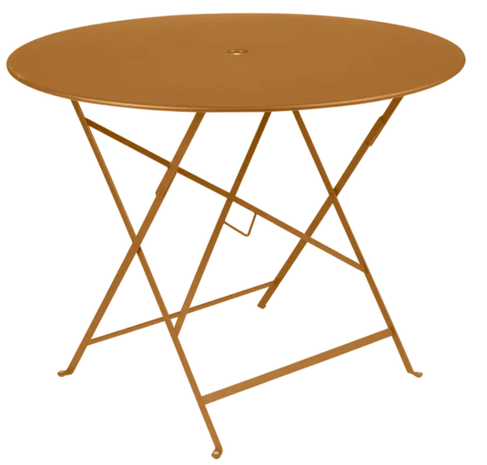 Bistro Table Ø117cm six seater - Custom Wood DesignsFermob Bistro Table, round metal table with deep gingerbread brown finish, outdoor use with parasol hole for patio dining.Round Table Fermob7913.0Willow Green