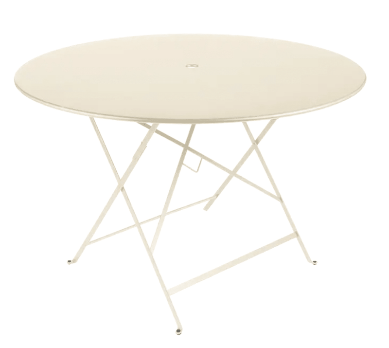 Load image into Gallery viewer, Bistro Table Ø117cm six seater - Custom Wood DesignsLarge round Fermob Bistro Table Ø117cm in latte beige, outdoor metal six-seater dining table for patio or garden.Round Table Fermob7927.0Cotton White
