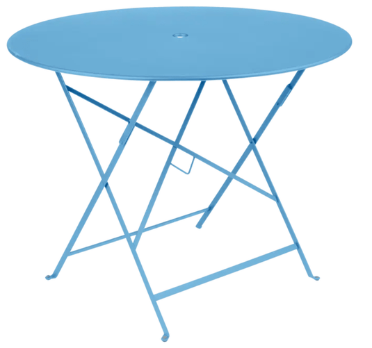 Bistro Table Ø117cm six seater - Custom Wood DesignsBright blue Fermob round Bistro Table with a metal surface and central parasol hole, ideal for outdoor restaurant settings.Round Table Fermob7913.0Willow Green