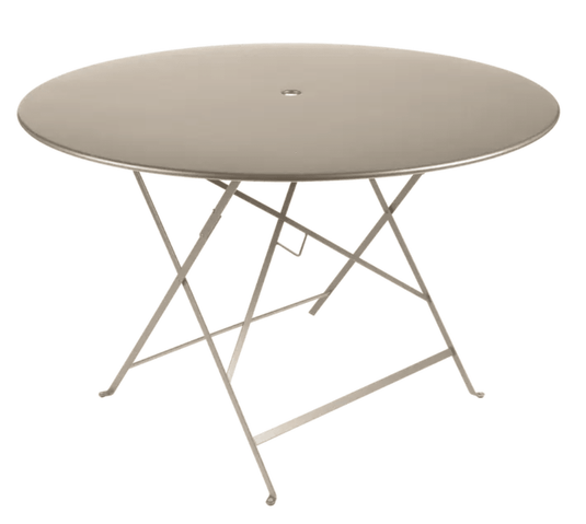 Bistro Table Ø117cm six seater - Custom Wood DesignsFermob Bistro round outdoor dining table, 117cm diameter, beige metal six-seater with a classic design.Round Table Fermob7919.0Nutmeg
