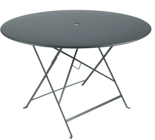 Bistro Table Ø117cm six seater - Custom Wood DesignsStorm grey Fermob round bistro table, Ø117cm, six-seater with folding design, Parisian style for outdoor dining.Round Table Fermob7915.0Storm Grey