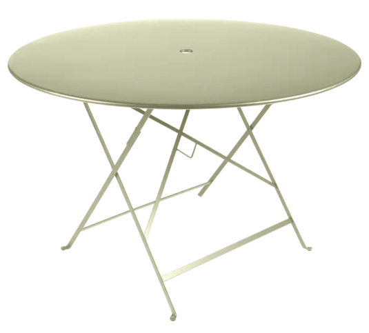 Bistro Table Ø117cm six seater - Custom Wood DesignsWillow green Fermob round outdoor dining table, 117cm diameter, six-seater metal bistro table for outdoor gatherings.Round Table Fermob7913.0Willow Green