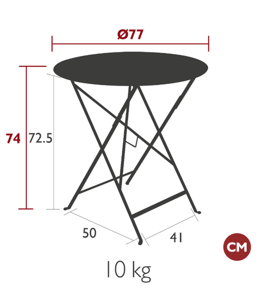 Bistro Table Ø77cm Round Folding Table - Custom Wood DesignsFermob Bistro Round Folding Table with 77cm diameter, metal outdoor table for terrace or patio use.Round Table Ferob Outdoor7915.0Storm Grey