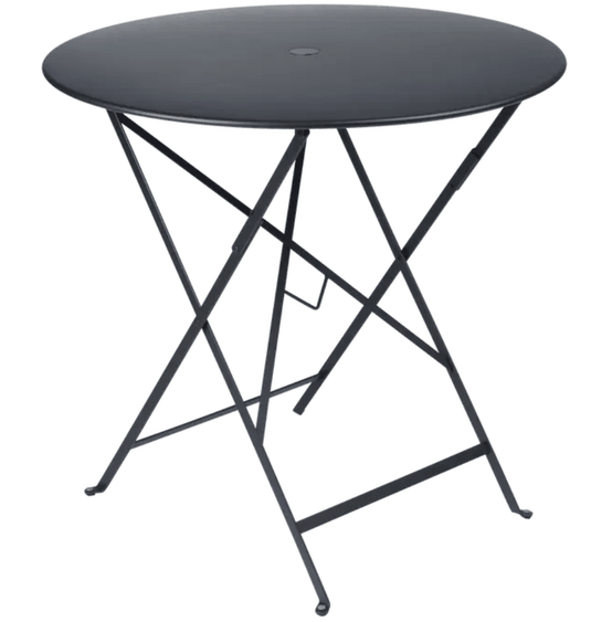 Bistro Table Ø77cm Round Folding Table - Custom Wood DesignsFermob Bistro Table Ø77cm round folding outdoor table in anthracite with honey-colored metal surface for cafe or patio use.Round Table Ferob Outdoor7933.0Anthracite