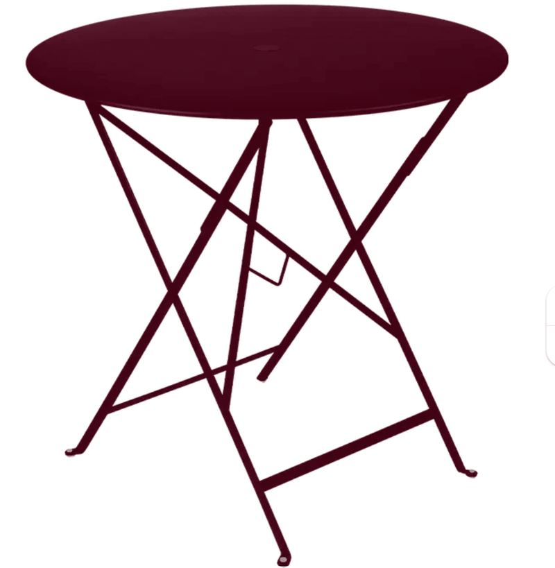 Load image into Gallery viewer, Bistro Table Ø77cm Round Folding Table - Custom Wood DesignsFermob Bistro round folding table in black cherry red, 77cm diameter, outdoor metal terrace table with foldable designRound Table Ferob Outdoor7935.0Black Cherry
