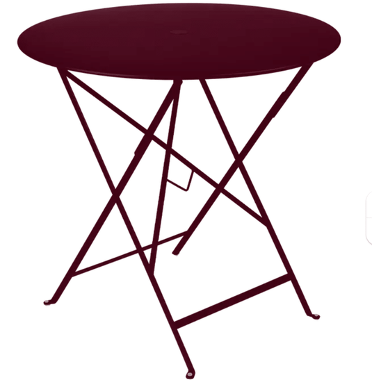 Bistro Table Ø77cm Round Folding Table - Custom Wood DesignsFermob Bistro round folding table in black cherry red, 77cm diameter, outdoor metal terrace table with foldable designRound Table Ferob Outdoor7935.0Black Cherry