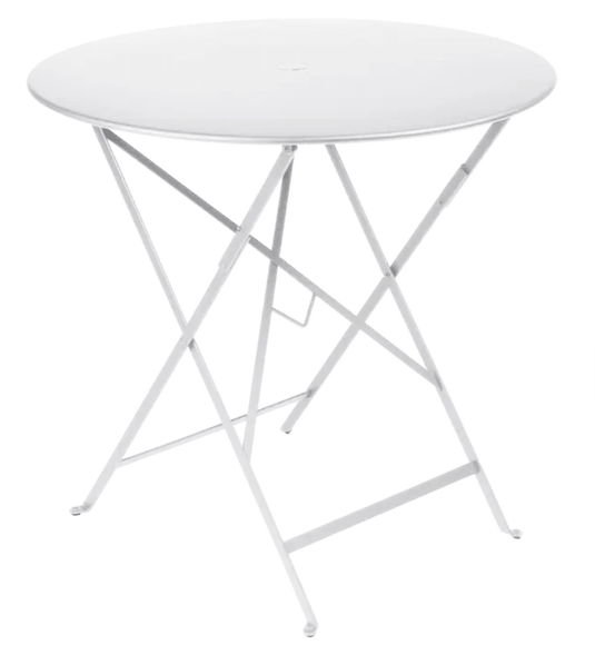 Bistro Table Ø77cm Round Folding Table - Custom Wood DesignsFermob Ferob outdoor round Bistro table with 77cm diameter, honey-colored folding metal cafe table for outdoor dining.Round Table Ferob Outdoor7927.0Cotton White