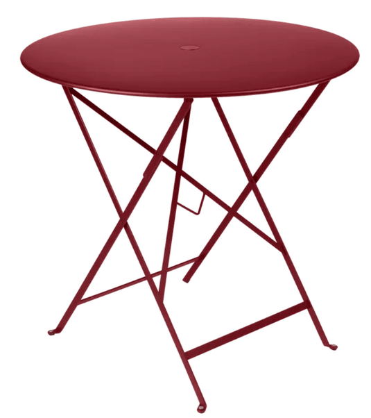 Bistro Table Ø77cm Round Folding Table - Custom Wood DesignsFermob Bistro Round Folding Table in Chilli Red, 77cm diameter steel outdoor table for dining or hospitality use.Round Table Ferob Outdoor7936.0Chilli