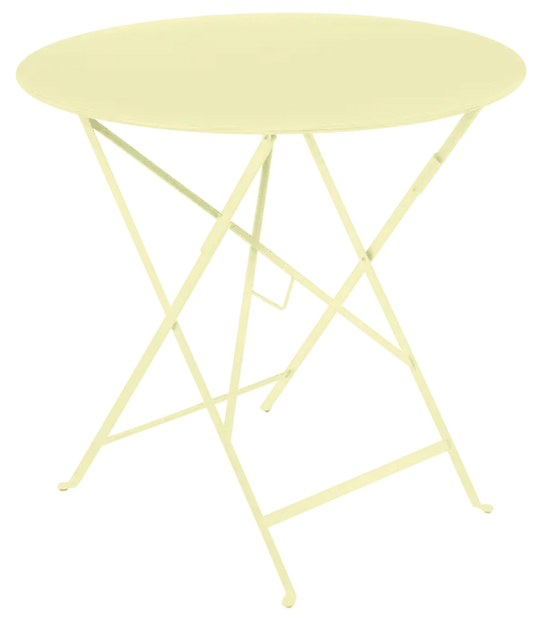 Bistro Table Ø77cm Round Folding Table - Custom Wood DesignsFermob Bistro Round Folding Table Ø77cm with frosted lemon finish, ideal for outdoor dining and hospitality settings.Round Table Ferob Outdoor7925.0Frosted Lemon