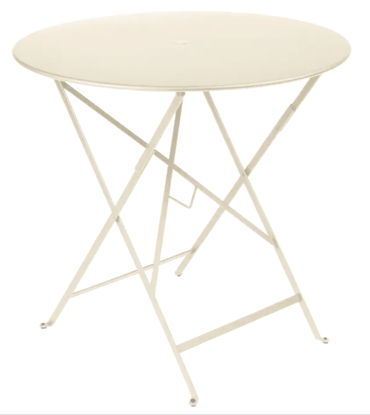 Bistro Table Ø77cm Round Folding Table - Custom Wood DesignsFermob Bistro round folding table, 77cm diameter, latte beige outdoor cafe table with metal surface for four seats.Round Table Ferob Outdoor7934.0Cactus