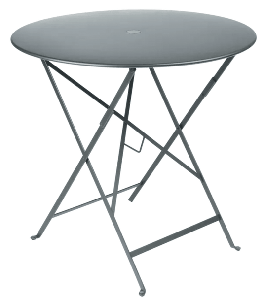 Bistro Table Ø77cm Round Folding Table - Custom Wood DesignsFermob Storm Grey 77cm round outdoor bistro table with folding metal design, ideal for small outdoor dining or cafe spaces.Round Table Ferob Outdoor7915.0Storm Grey