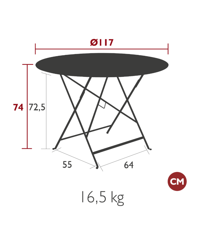 Load image into Gallery viewer, Fermob round bistro table, 117cm diameter, honey-colored folding metal café table with six seats, ideal for outdoor dining.
