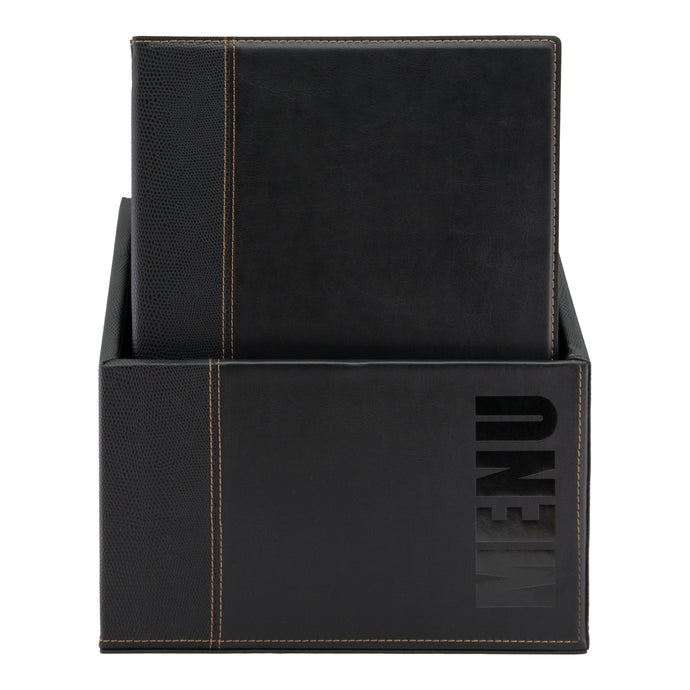 Leather style A4 menu holders in box 2 packs of 20 Black Custom Wood Designs black-leather-style-a4-menu-holders-in-box-2-packs-of-20-53613284557143