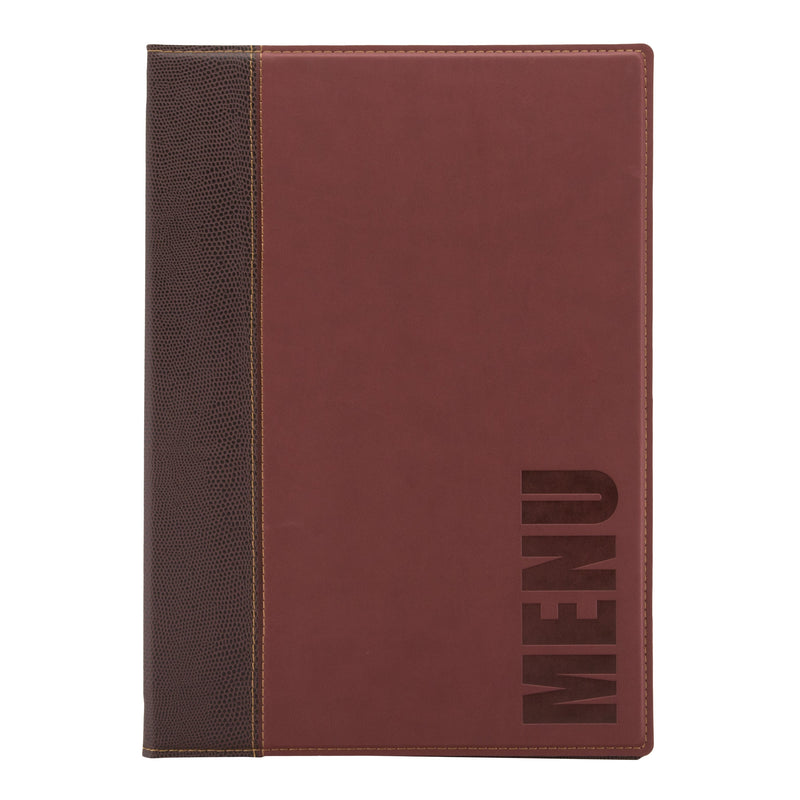 Load image into Gallery viewer, Leather style menu A4 pack of 10 Wine Red Custom Wood Designs black-leather-style-menu-a4-pack-of-10-53613272498519
