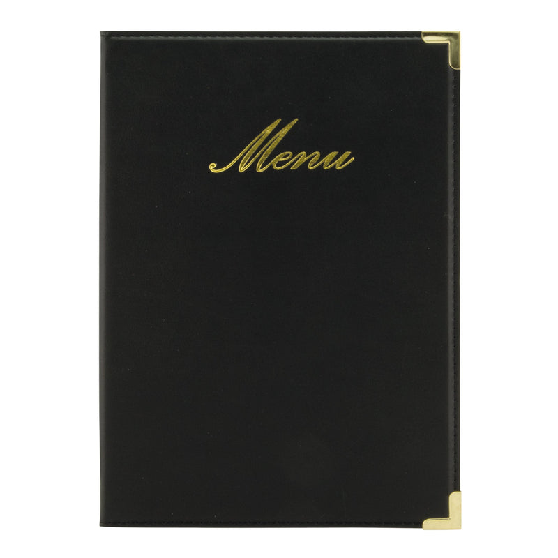 Load image into Gallery viewer, Leather style menu A5 pack of 10 Black Custom Wood Designs __label: Multibuy black-leather-style-menu-a5-pack-of-10-53613252215127
