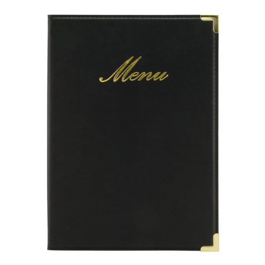 Leather style menu A5 pack of 10 Black Custom Wood Designs __label: Multibuy black-leather-style-menu-a5-pack-of-10-53613252215127