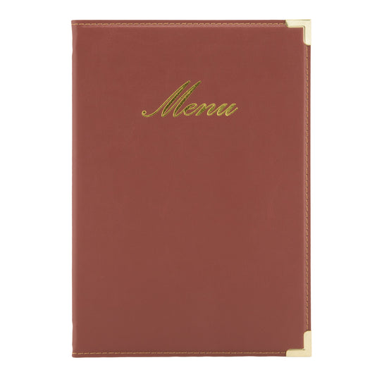 Leather style menu A5 pack of 10 Wine Red Custom Wood Designs __label: Multibuy black-leather-style-menu-a5-pack-of-10-53613256409431