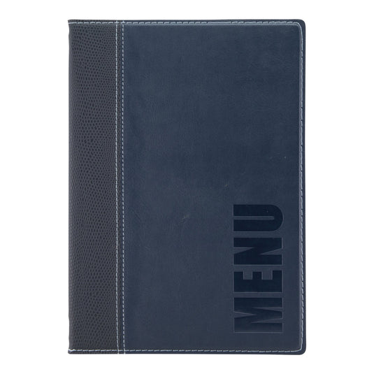 Leather style menu holder A5 pack of 10 Blue Custom Wood Designs __label: Multibuy black-leather-style-menu-holder-a5-pack-of-10-53613282656599