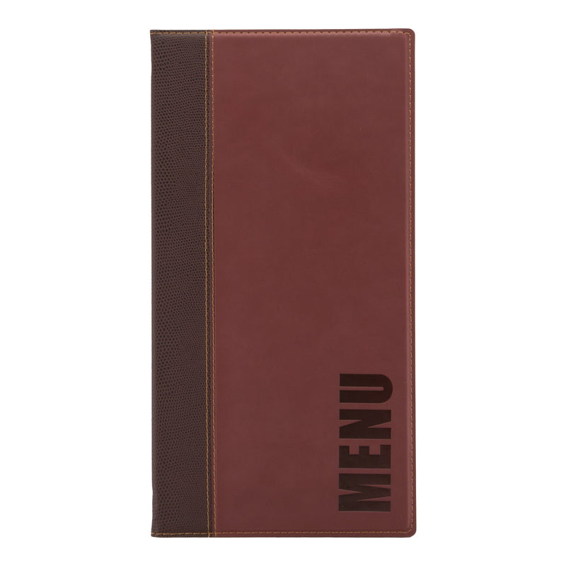 Load image into Gallery viewer, Long leather menu holder pack of 10 Wine Red Custom Wood Designs __label: Multibuy black-long-leather-menu-holder-pack-of-10-53613271679319
