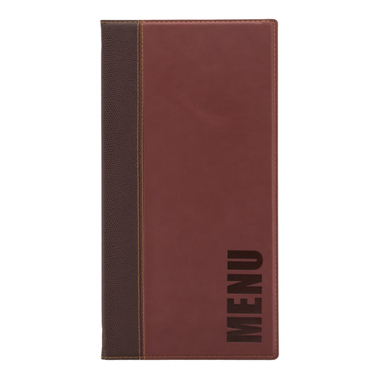 Long leather menu holder pack of 10 Wine Red Custom Wood Designs __label: Multibuy black-long-leather-menu-holder-pack-of-10-53613271679319