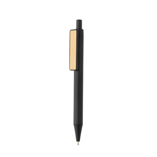Pen with wooden bamboo clip pack of 500 Black Custom Wood Designs __label: Multibuy black-pen-with-wooden-bamboo-clip-pack-of-500-53613181534551