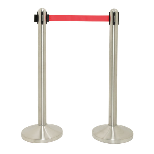 Retractable Barrier Set with 4 poles Red Custom Wood Designs __label: Multibuy black-retractable-barrier-set-with-4-poles-53613728760151