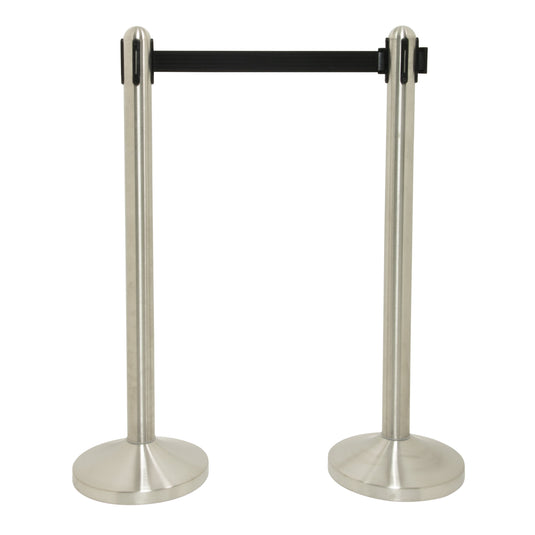 Retractable Barrier Set with 4 poles Black Custom Wood Designs __label: Multibuy black-retractable-barrier-set-with-4-poles-53613729415511