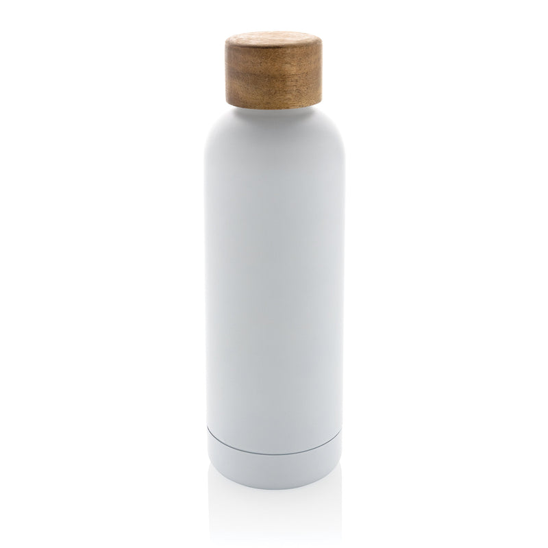 Load image into Gallery viewer, Stainless steel bottle with wood lid pack of 25 White Custom Wood Designs __label: Multibuy black-stainless-steel-bottle-with-wood-lid-pack-of-25-53613618692439
