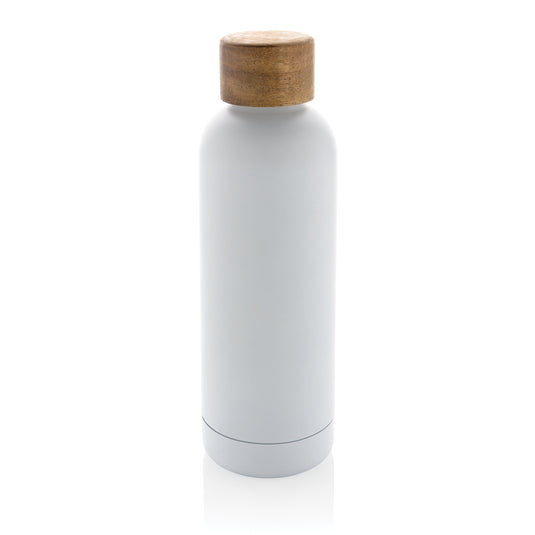 Stainless steel bottle with wood lid pack of 25 White Custom Wood Designs __label: Multibuy black-stainless-steel-bottle-with-wood-lid-pack-of-25-53613618692439
