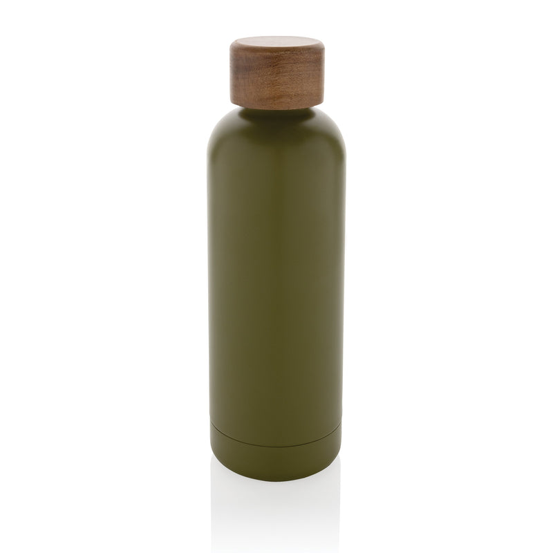 Load image into Gallery viewer, Stainless steel bottle with wood lid pack of 25 Green Custom Wood Designs __label: Multibuy black-stainless-steel-bottle-with-wood-lid-pack-of-25-53613620560215
