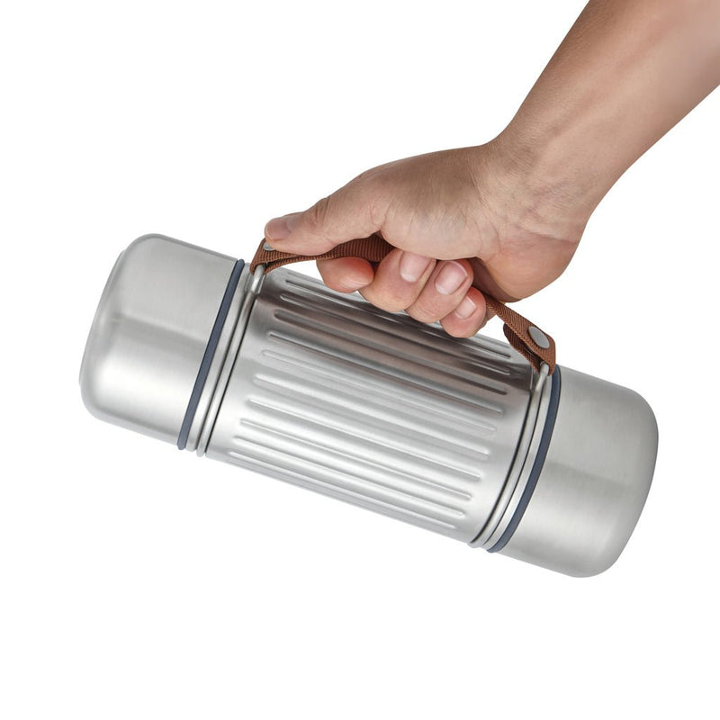 Load image into Gallery viewer, Black+Blum Explorer Flask Duo 1L - Custom Wood DesignsBlack + Blum Explorer Flask Duo 1L, sleek black drinkware with two stainless steel bottles and secure lids for outdoor use.DrinkwareP439.1702Stainless steel,Polypropylenegrey

