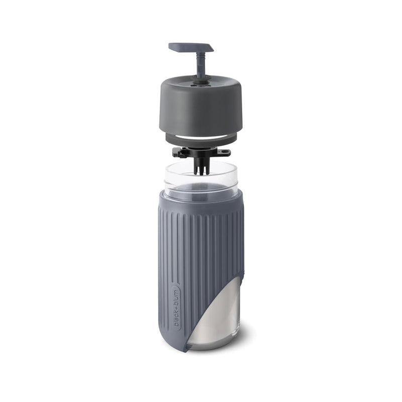 Load image into Gallery viewer, Black+Blum Glass Travel Cup 340ML - Custom Wood DesignsBlack+Blum glass travel cup, 340ml, with a sleek design, perfect for hot or cold beverages on the go.DrinkwareP439.1602Glass,Siliconegrey
