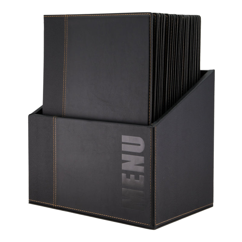 Load image into Gallery viewer, 40 x PU Menus with box - A4 Black Custom Wood Designs blue-40-x-pu-menus-with-box-a4-50900903788887
