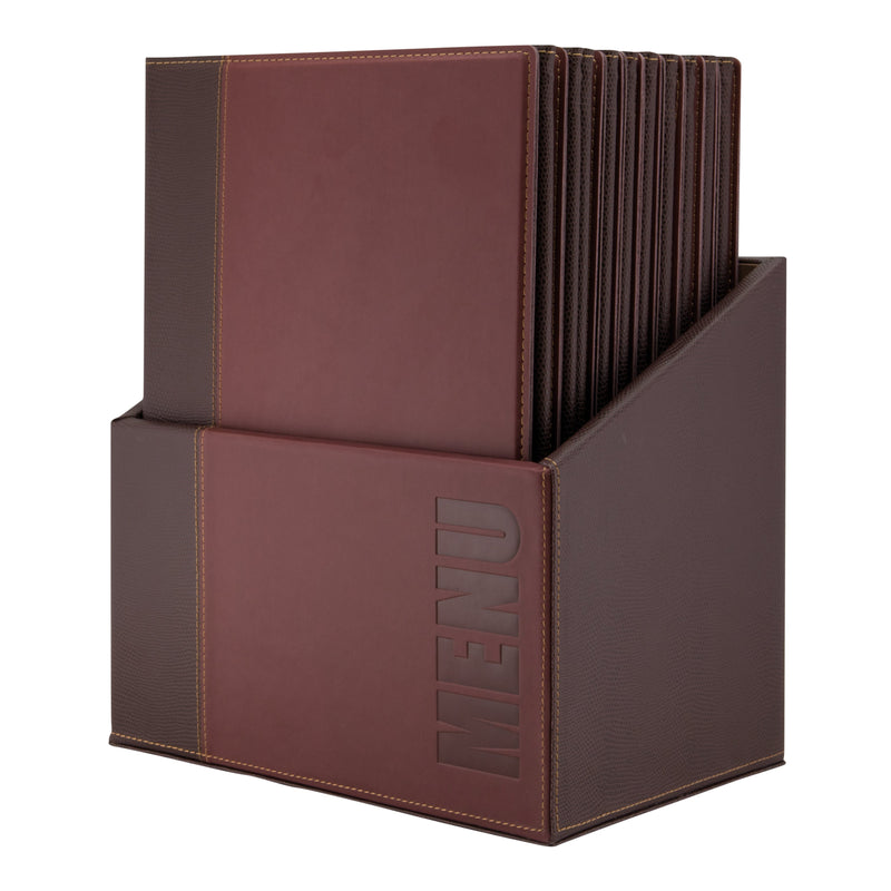 Load image into Gallery viewer, 40 x PU Menus with box - A4 Wine Red Custom Wood Designs blue-40-x-pu-menus-with-box-a4-53612762464599
