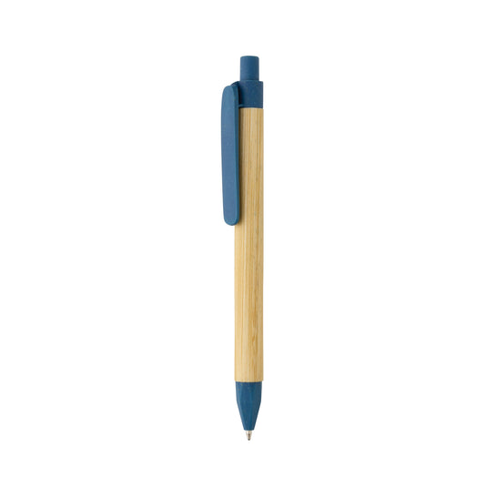 Pen with wooden wheatstraw clip pack of 500 Blue Custom Wood Designs __label: Multibuy blue-pen-with-wooden-wheatstraw-clip-pack-of-500-53613192085847