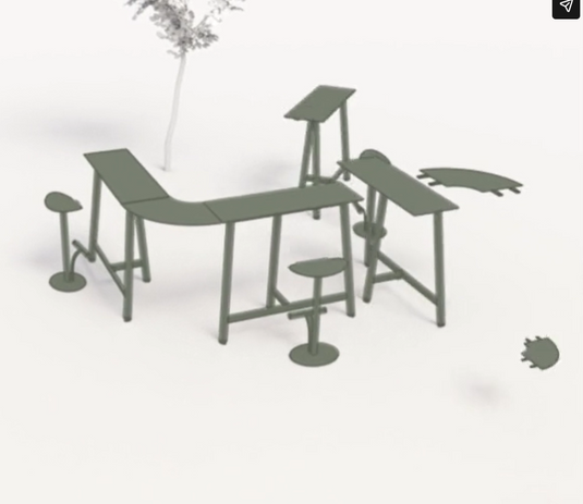Fermob Bolder Connecting Table Top in vibrant color, showcasing a smooth, durable surface designed for outdoor dining and gatherings.