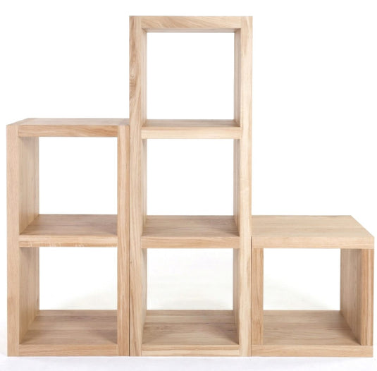 Cubic solid oak modular bookcase Ireland – custom made by Custom Wood Designs