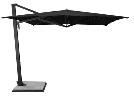 Fermob Borée 3x3m outdoor parasol in anthracite, with base and sealing plate, suitable for hospitality outdoor spaces