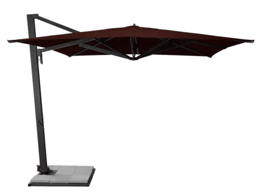 Fermob Borée 3x3m outdoor commercial parasol with base and sealing plate, in antracite garnet color, ideal for hospitality spaces
