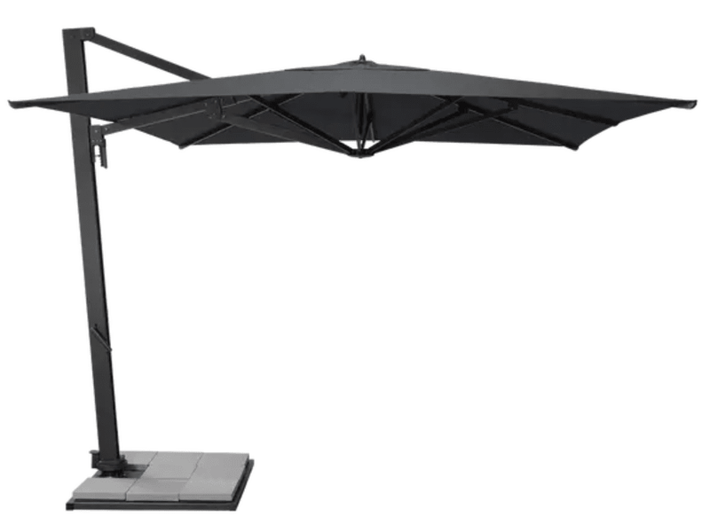 Load image into Gallery viewer, Fermob Borée 3x3m outdoor parasol with granite base and sealing plate in antracite color, ideal for hospitality outdoor spaces
