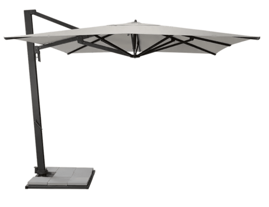 Fermob Borée 3x3m outdoor parasol with base and sealing plate in antracite, ideal for hospitality outdoor spaces