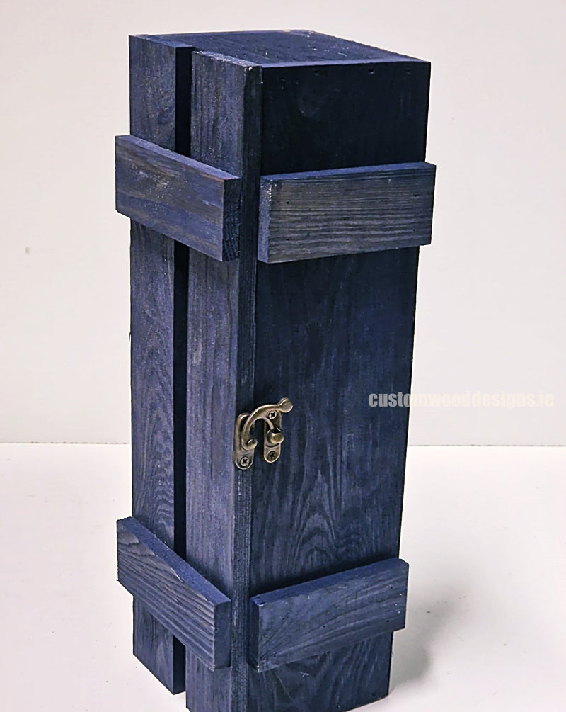Load image into Gallery viewer, Rustic Bottle Box - Blue Single Bottle box Custom Wood Designs __label: Multibuy bottle-box-default-title-rustic-bottle-box-blue-single-52614324289879
